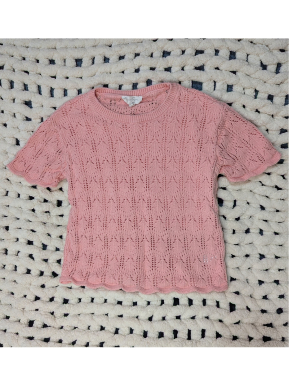 Jessica Simpson Pink Knit Crew Neck Sweater Shirt - Kid's Large